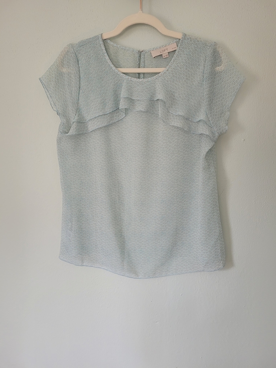LOFT Tops - Light Blue Ruffled Cap Sleeve Blouse - Loft - Size MP